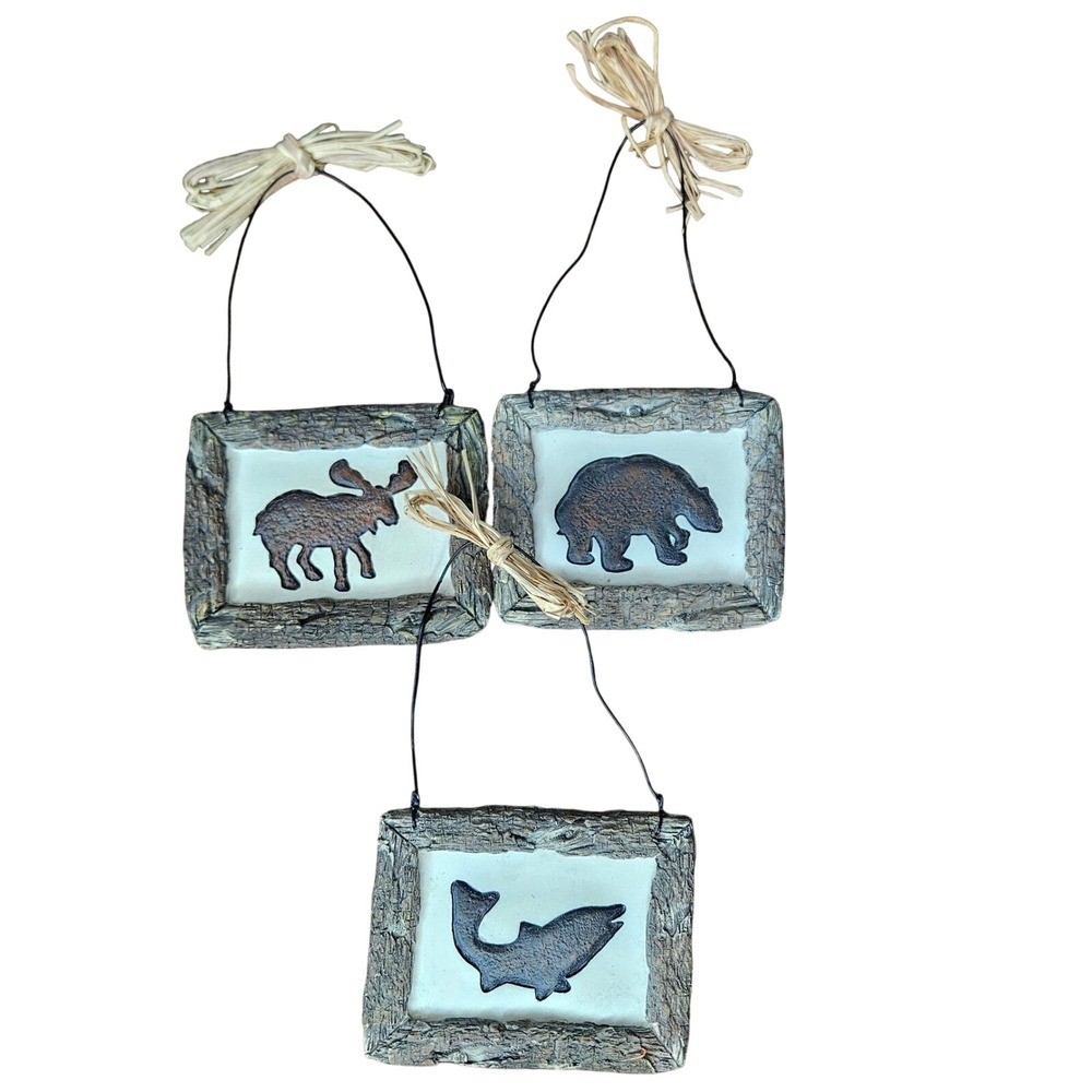 Homemaker's Idea Company Rustic Wildlife Lodge Wall Art Set Moose Bear Fish 3pc